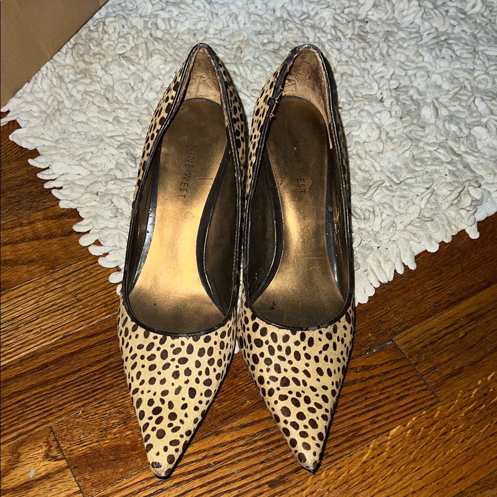 Nine West Spotted Tan and Black Heels